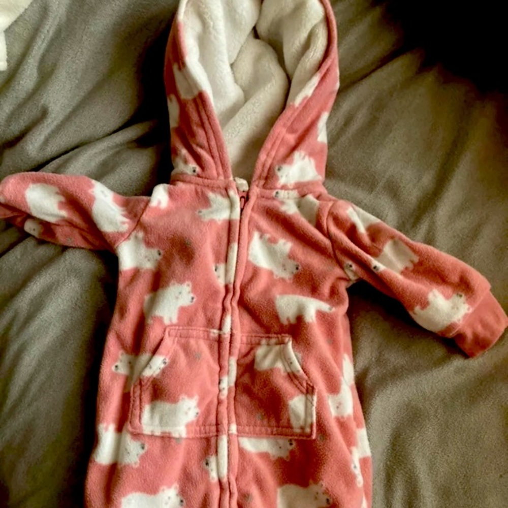 Hooded baby girl onesie
